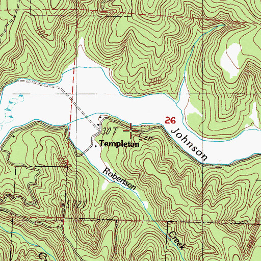 Topographic Map of Templeton Cemetery, OR