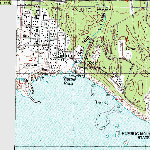 Topographic Map of Battle Rock Wayside Park, OR