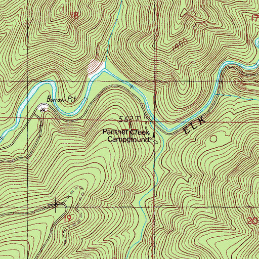 Topographic Map of Panther Creek Campground, OR