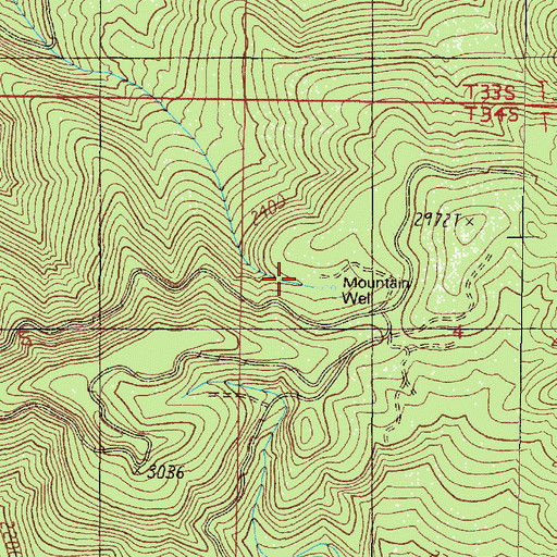 Topographic Map of Mountain Well Camp, OR