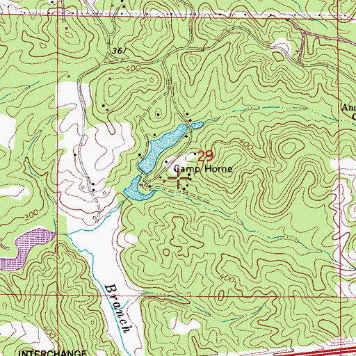 Topographic Map of Camp Horne, AL