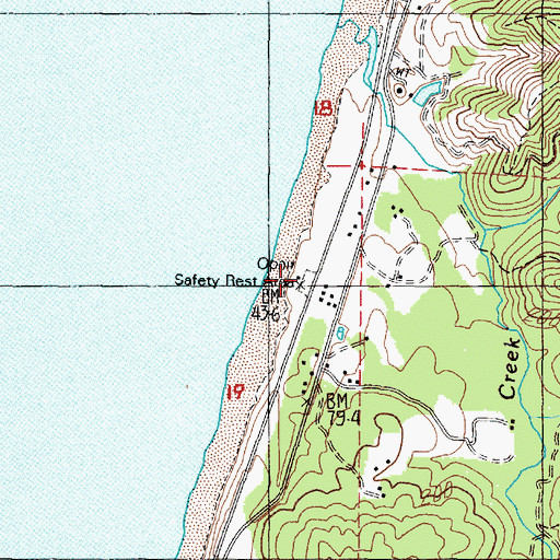 Topographic Map of Ophir Safety Rest Area, OR