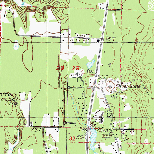 Topographic Map of Silver Butte Creek, OR