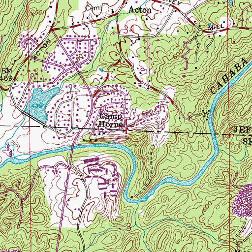 Topographic Map of Camp Horne, AL