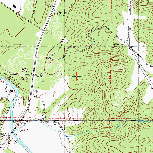 Topographic Map of Bull Creek, OR