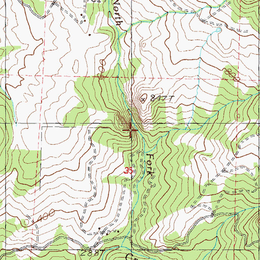 Topographic Map of Middle Fork Crystal Creek, OR