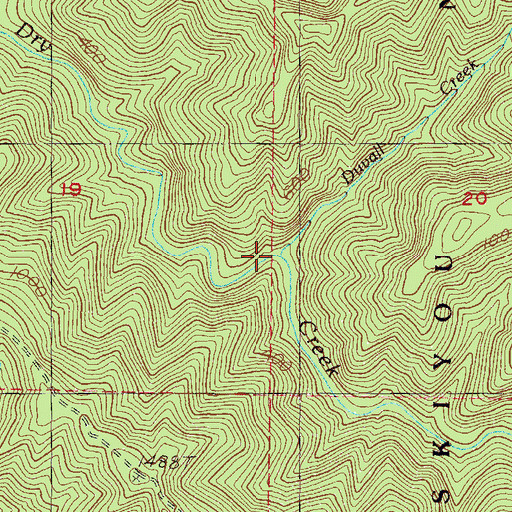 Topographic Map of Duvall Creek, OR