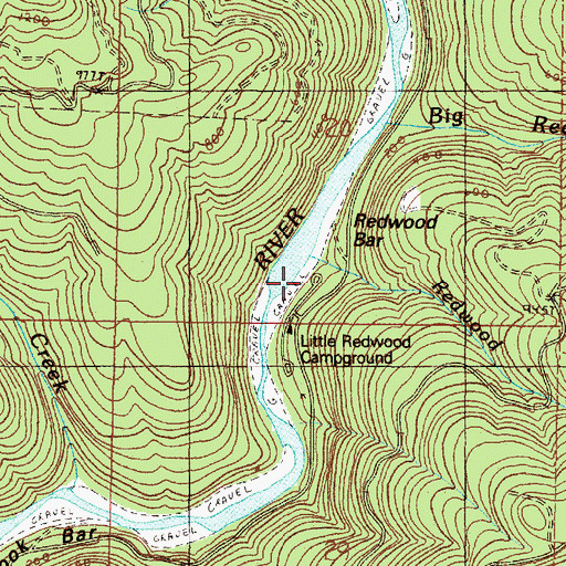Topographic Map of Little Redwood Recreation Site, OR