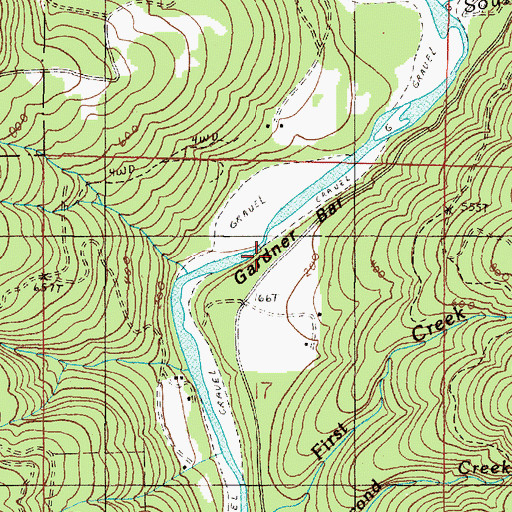 Topographic Map of Gardner Bar, OR