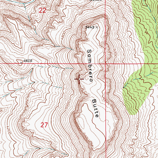 Topographic Map of Sombrero Butte, AZ