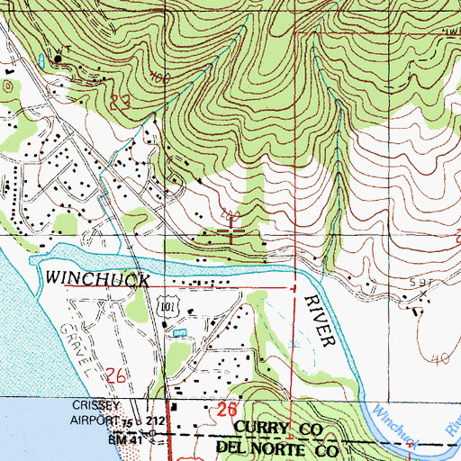 Topographic Map of Chetco (historical), OR