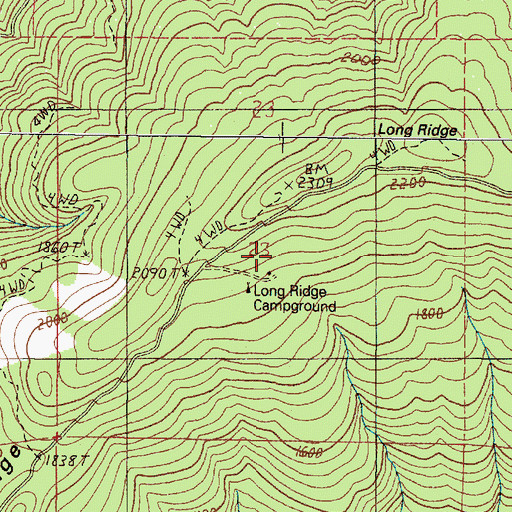 Topographic Map of Long Ridge Campground (historical), OR