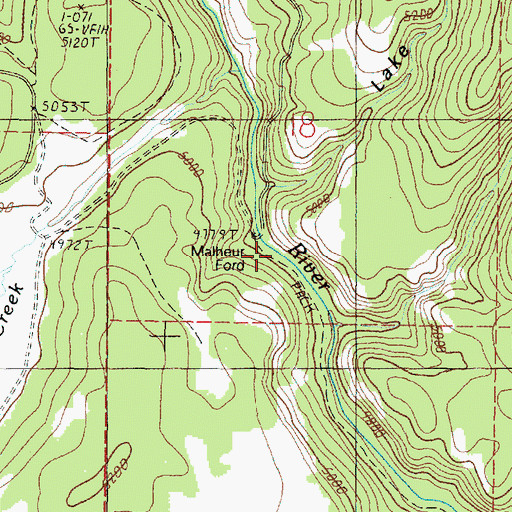 Topographic Map of Malheur Ford, OR