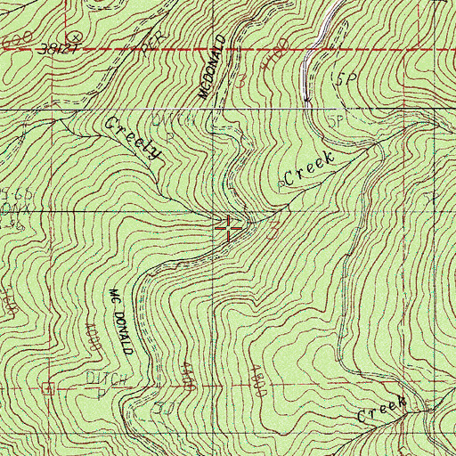 Topographic Map of North Fork Greely Creek, OR