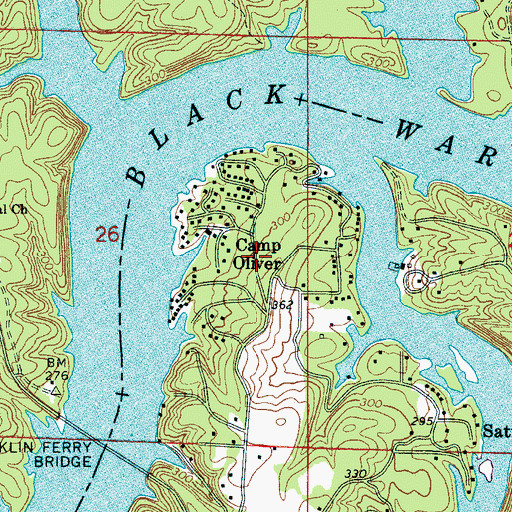 Topographic Map of Camp Oliver, AL