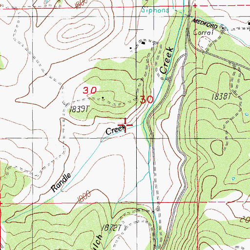 Topographic Map of Randle Creek, OR