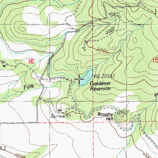 Topographic Map of Gardener Reservoir, OR
