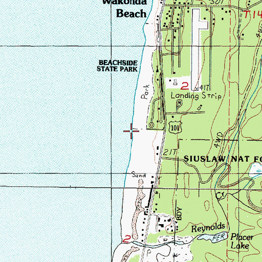 Topographic Map of Beachside State Recreation Site, OR