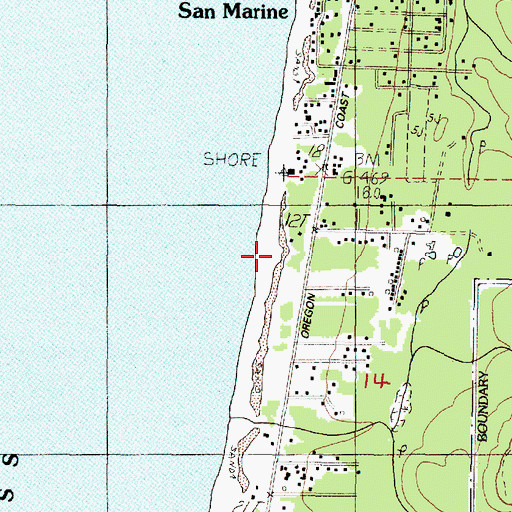 Topographic Map of San Marine State Park, OR
