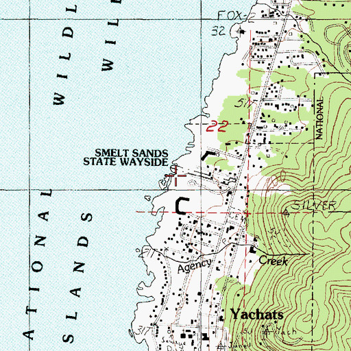 Topographic Map of Smelt Sands State Recreation Site, OR