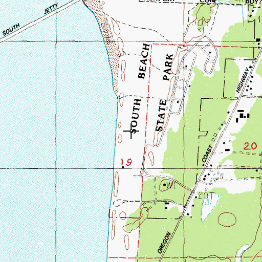 Topographic Map of South Beach State Park, OR