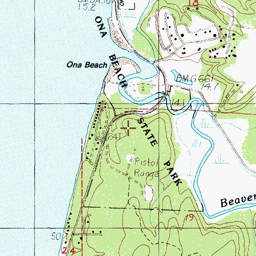 Topographic Map of Ona Beach State Park, OR