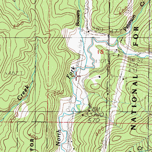Topographic Map of Bowers Creek, OR