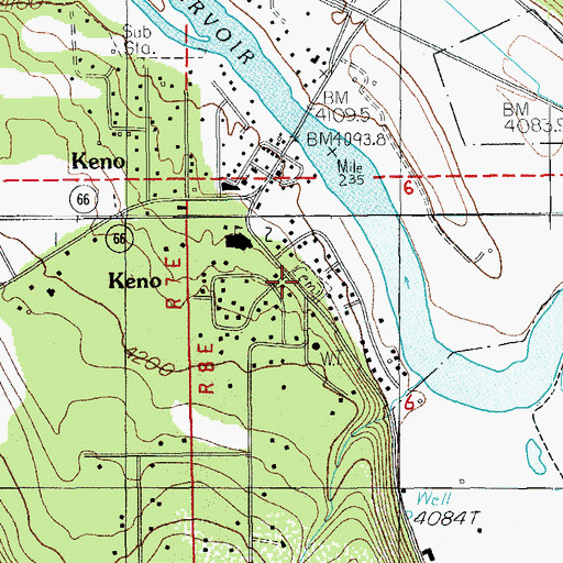Topographic Map of Keno Cemetery, OR