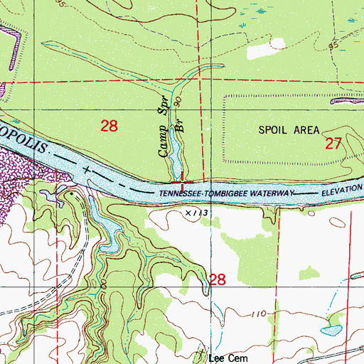 Topographic Map of Camp Spring Branch, AL