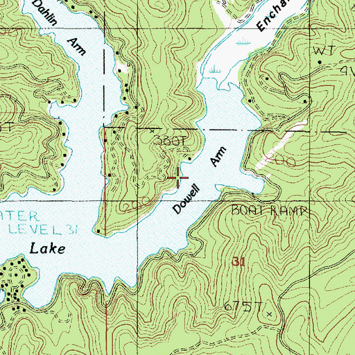 Topographic Map of Dowell Arm, OR