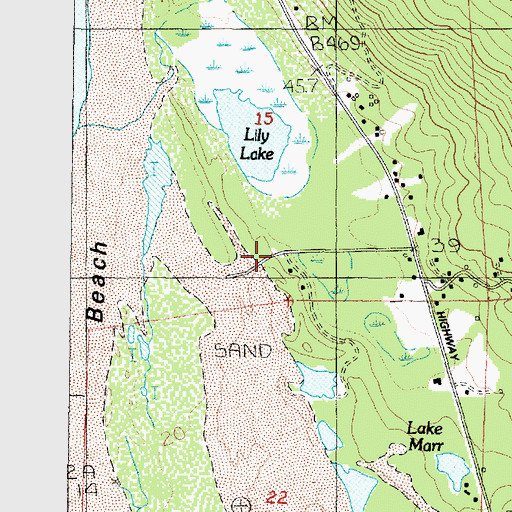 Topographic Map of Baker Beach Recreation Site, OR