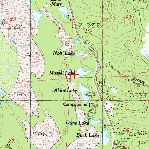 Topographic Map of Mussel Lake, OR