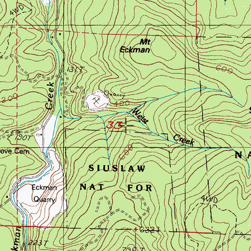 Topographic Map of South Fork Weist Creek, OR