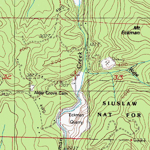 Topographic Map of Weist Creek, OR