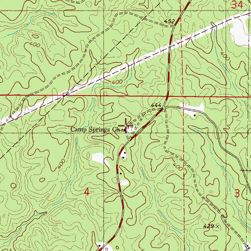 Topographic Map of Camp Springs Church, AL