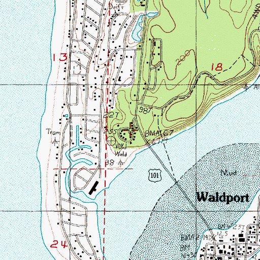 Topographic Map of Alsea Bay - North Bridgehead Wayside (historical), OR