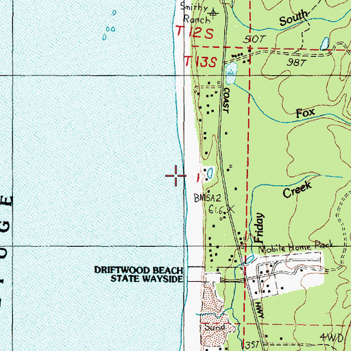 Topographic Map of Holly Beach, OR