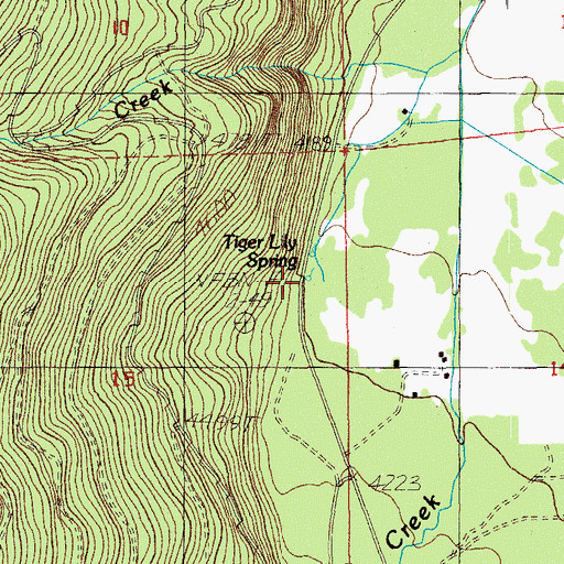 Topographic Map of Tiger Lily Spring, OR