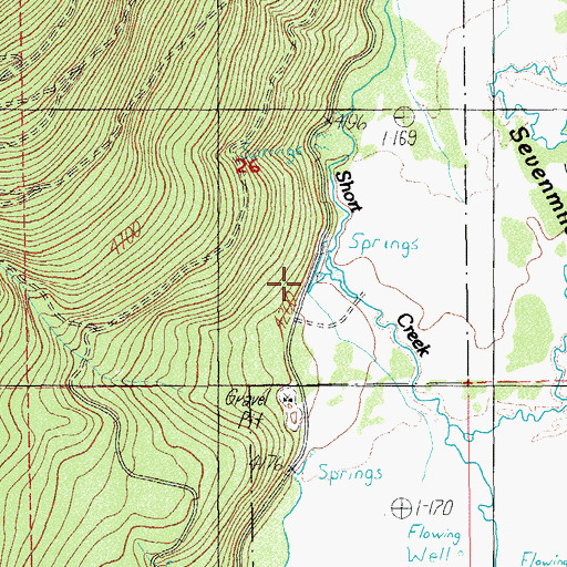Topographic Map of Short Creek, OR