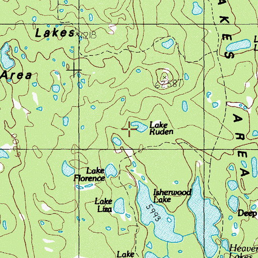 Topographic Map of Lake Ruden, OR