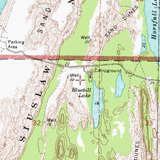 Topographic Map of Bluebill Recreation Site, OR