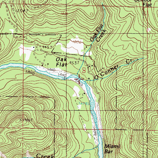 Topographic Map of Oak Flat Creek, OR