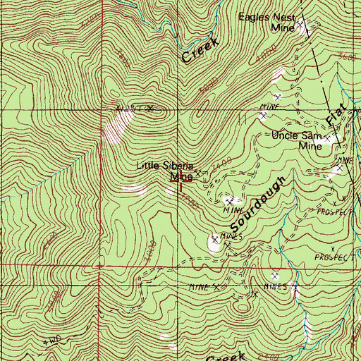 Topographic Map of Little Siberia Mine, OR