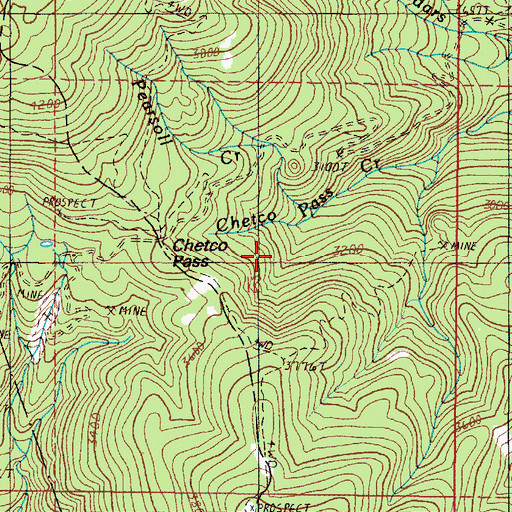 Topographic Map of Chetco Pass Creek, OR