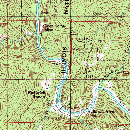 Topographic Map of Bills Gulch, OR