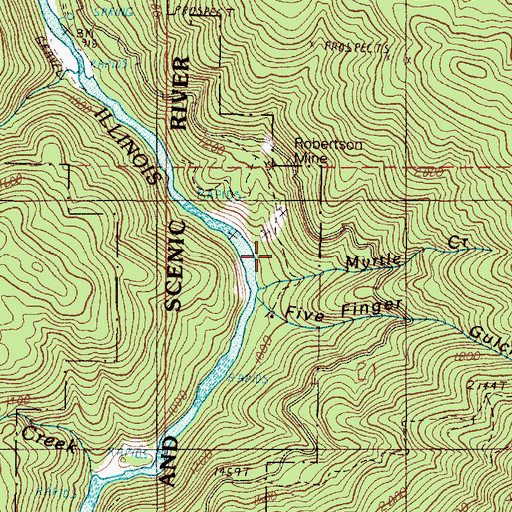 Topographic Map of Myrtle Creek, OR