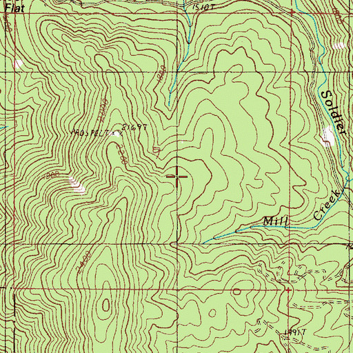 Topographic Map of Mill Creek, OR