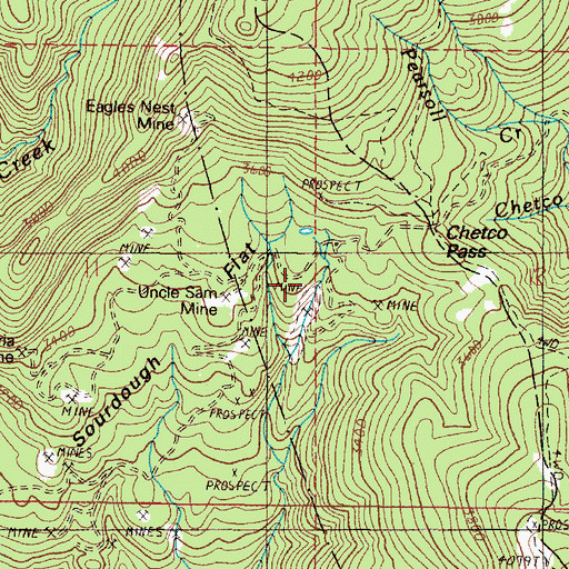 Topographic Map of Golden Dreams Mine (historical), OR