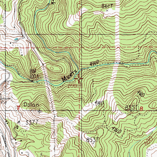 Topographic Map of North Fork Myers Creek, OR
