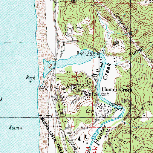 Topographic Map of Hunter Creek, OR